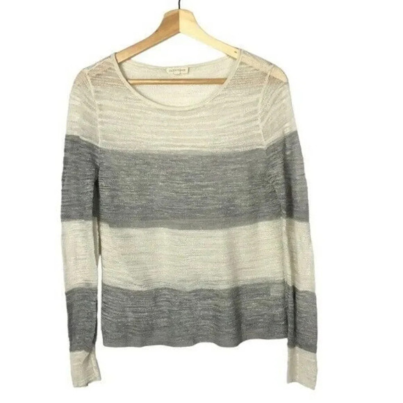 Eileen Fisher Sheer Boucle Slub Stripe Pullover Knit Sweater XS - Picture 1 of 3